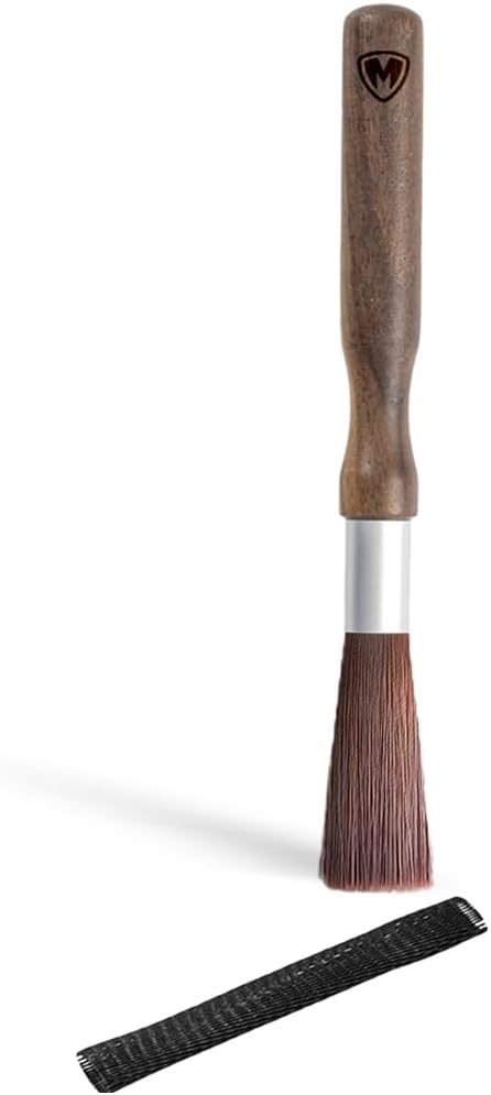 MAGNET Professional Coffee Grinder Cleaning Brush Coffee Brush Handling Accessory Tool Walnut Brush Handle Synthetic Bristle with magnetic snap for Camping Home Kitchen Barista