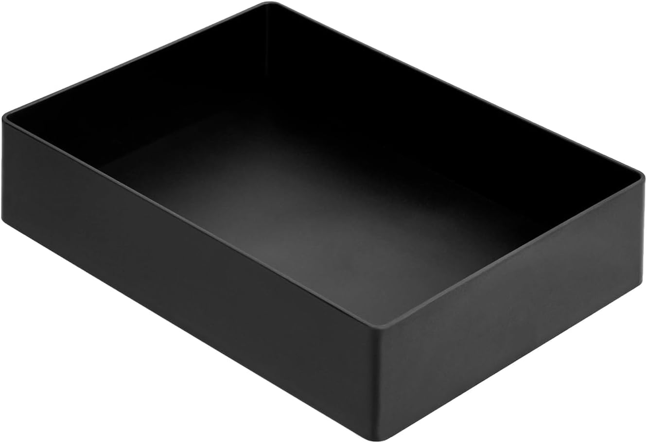 Amazon Basics Rectangular Plastic Desk Organizer with Storage Trays, Accessory Tray, 9.4 x 6.7 x 2 inch, Black, 1 Pack