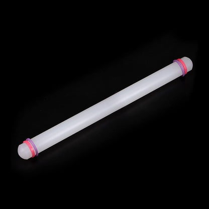 HARFINGTON Fondant Rolling Pin 20 Inch x 0.98 Inch Adjustable Guide Rings Non-Stick PP Plastic Fondant Roller Dough Roller Kitchen Decorating Tools for Cookie Pastry Pizza Clay