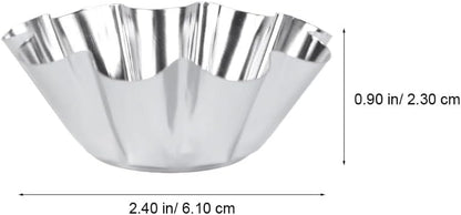 12 Pcs Stainless Steel Tart Pans - Non-Stick Flower Cookie Cutters Mold for Baking - Flower and Round Muffin Cups - Cupcake Mold for Kitchen