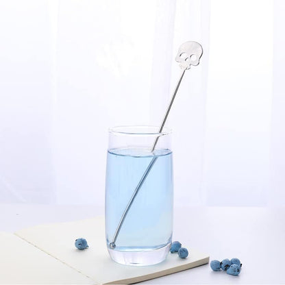 2Pcs Skull Swizzle Sticks 8.7inch Coffee Stirrers Reuseable 18/10(304) Stainless Steel Beverage Cocktail Stirrer for Bar Halloween Party Mixing Drinks