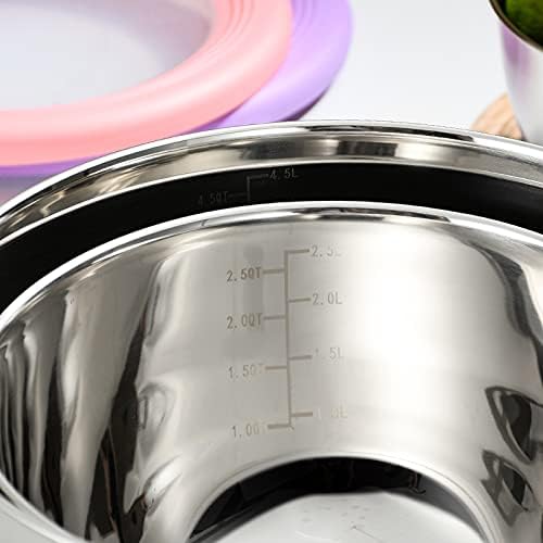 Mixing Bowl Set with Lids 3 Pieces Stainless Steel Mixing Bowl Nesting Metal Bowl Set for Cooking Baking Prepping & Food Storage Dishwasher Safe
