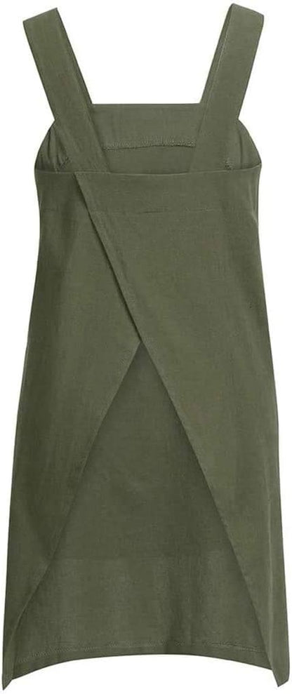 YESDOOD Cotton Linen Apron Cross Back Apron for Women with Pockets Pinafore Dress for Baking Cooking