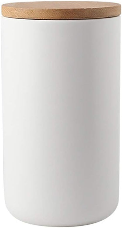 MilkyWay Ceramic Food Storage Jar Canister Modern Design Food Canisters with Airtight Seal Bamboo Lid,Loose Tea Coffee Spice Nuts Snacks Seasonings Storage Jar Canister Caddy (White 31.67oz/900ml)