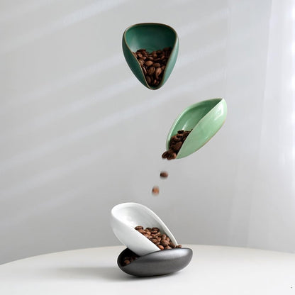watchget Coffee Beans Dosing Cup Coffee Dosing Tray Ceramic Dose Vessel Loose Leaf Tea Vessel Single Dose Measuring Tray, Dark Green