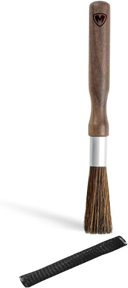 Magnet Professional Coffee Grinder Cleaning Brush Coffee Brush Handling Accessory Tool Walnut Brush Handle Natural Bristle with Magnetic snap for Camping Home Kitchen Barista
