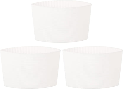 uxcell 3Pcs Coffee Cup Sleeve, Silicone Cup Sleeve Non-slip Glass Water Bottle Mug Sleeves White