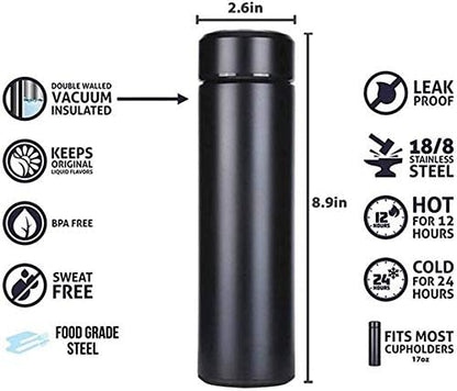 17 oz Car Logo Black Frosted Travel Mugs & Tumblers Vacuum Insulated Stainless Steel Thermal Bottle Fashion Business Thermal Cup for Hot or Cold Drink Coffee Or Tea (fit Mazda)