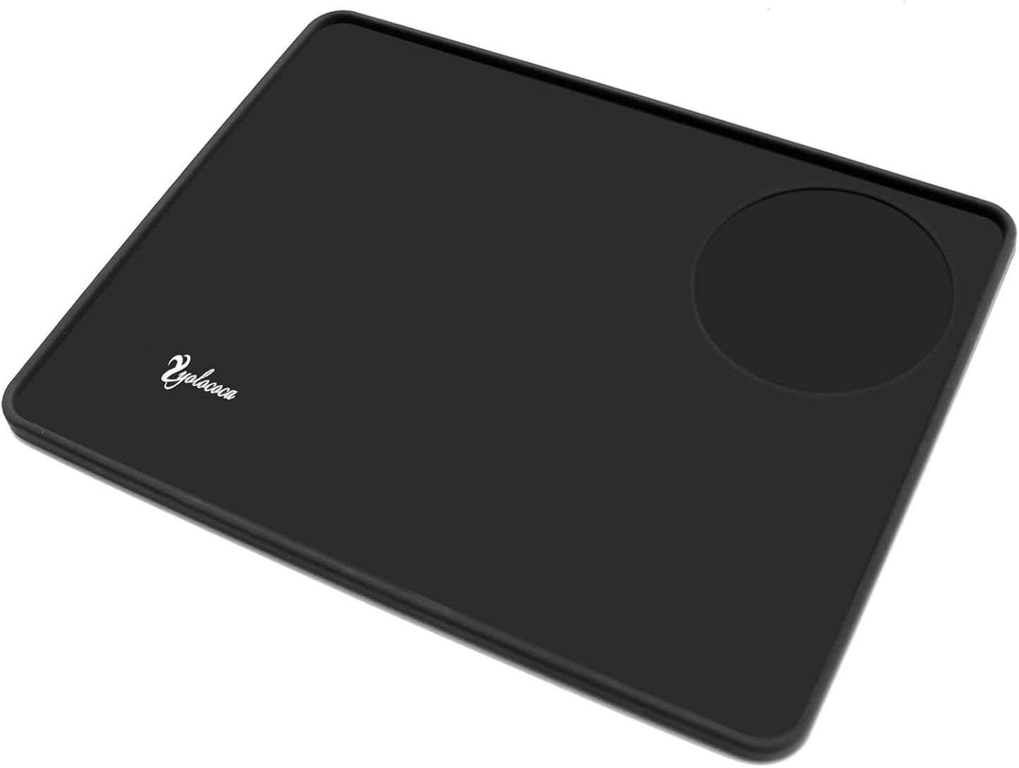 Yolococa Coffee Tamper Mat Food Grade Silicone Rubber Espresso Mat 8 Inch X 6 Inch Black