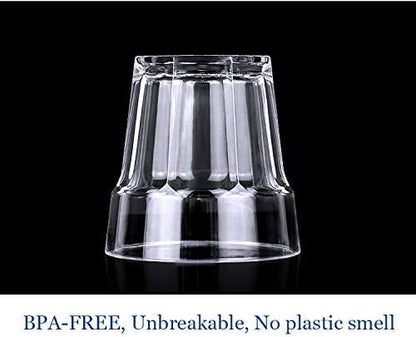 9oz Plastic Drinking Glasses Set of 4 Unbreakable Plastic Juice Tumbler Cups Reusabl Clear Tritan BPA-FREE Kids Water Cups, Dishwasher Safe, Shatterproof, Stackable