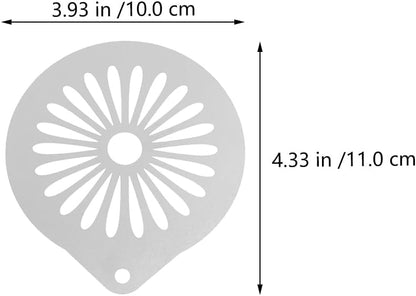DOITOOL 6 Pcs Coffee Stencils Latte Art Stainless Steel Cappuccino Templates Coffee Templates for DIY Cupcake Mousse Hot Chocolate Milk Foam