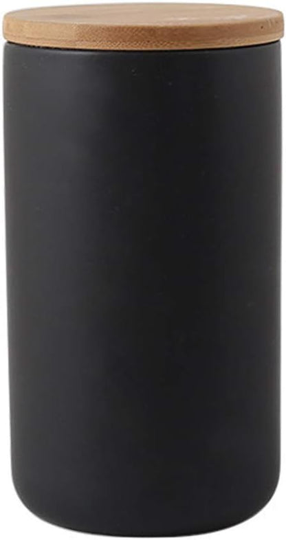 Food Storage Canister, Ceramic Kitchen Canisters with Airtight Seal Bamboo Lid, Food Storage Jar for Tea, Coffee Bean, Spice, Sugar 260ml/ 800ml/ 1000ml (1000ml-10.3 x 18.2cm)