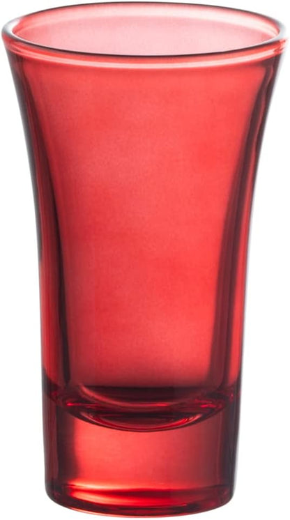 M&N HOME Red Shot Glasses, 2 Oz Set of 6 Glass Colored Shot Glasses with Heavy Base, Christmas Glasses