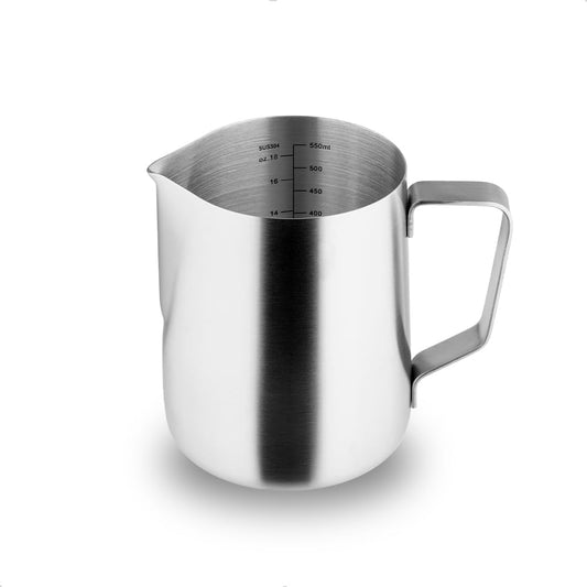 watchget Stainless Steel Milk Frothing Pitcher 20oz/600ml - Espresso Steaming Pitcher for Cappuccino, Latte Art, Coffee Machine Accessories Milk Jug Coffee Frother Cup, Matt Silver