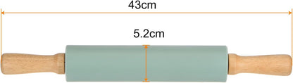 HARFINGTON Silicone Rolling Pins for Baking 17 Inch Wooden Handle Non Stick Rolling Pin Small Roller Playdough Rolling Pins for Dough Pizza Pastry Fondant Kitchen, Dark Green