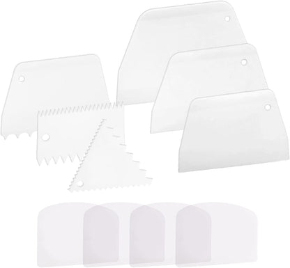 Anvin Cake Scraper Smoother Cake Icing Tool Set, Plastic Scraper Cake Frosting Scraper Smoother Combo for Buttercream Edge Decorating Cake Smoother Flexible for Baking Birthday DIY Kitchen (10 Pcs)