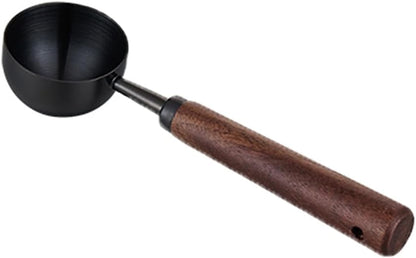 304 Stainless Steel Coffee Measuring Spoon Wooden Handle Coffee Scoop for Coffee, Tea,2 TBSP/30ML,Black