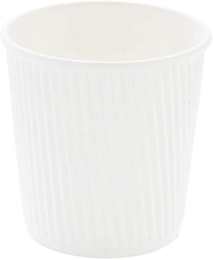 500-CT Disposable White 4-OZ Hot Beverage Cups with Ripple Wall Design: No Need for Sleeves - Perfect for Cafes - Eco-Friendly Recyclable Paper - Insulated - Wholesale Takeout Coffee Cup