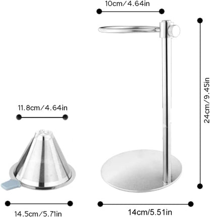Stainless Steel Adjustable Pour Over Coffee Maker, Adjustable Stand, Double Layer Filter, Freestanding Drip Cone Brewer and Stand, Make Coffee Directly into Mug, Cup or