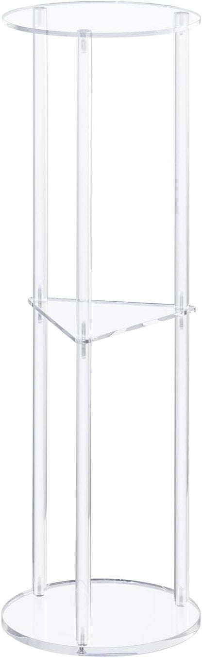 HMYHUM Acrylic Drink Table for Small Spaces, Martini Table for Living Room, Small Drink Side Table, 3 Tiers, Round, Modern, 8" L x 8" W x 26" H, Clear
