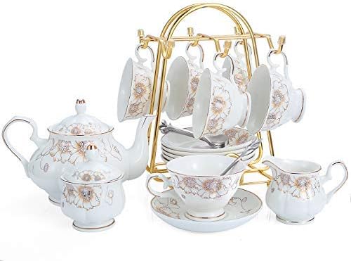 CHENP.HMC Home Storage Mug Hooks Stainless Steel Wire Rack Display Stand Service for Tea Cups,Bracket,Gold Metal Stand for Coffee Cups and Saucers.…