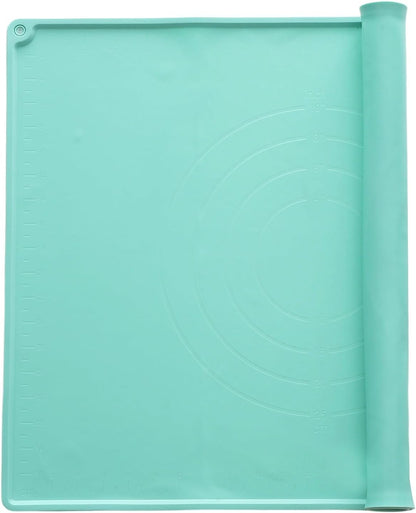 uxcell Silicone Pastry Mat, 19.7" x 15.8" Silicone Baking Mat with Measurements, Non-Stick Dough Rolling Mat for Making Pastry Cookies Bread Pizza Green