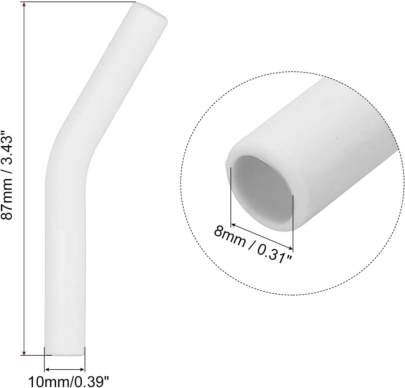 uxcell 4Pcs Silicone Straw Tips, Silicone Straw Elbows Tip, Soft Reusable Metal Straw Covers Fit for 8mm/0.31" OD Stainless Steel Straws, White