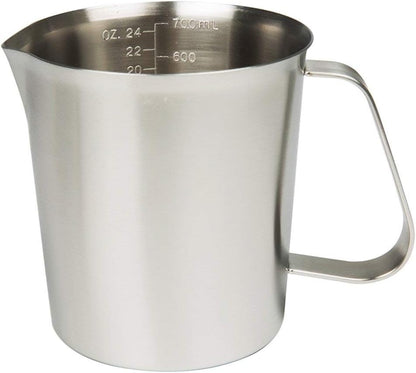 Measuring Cup, Stainless Steel Measuring Cup (24 Ounce/ 0.7 Liter), Milk Frothing Pitcher, Steaming Pitcher, Milk Frothing Cup with Marking with Handle for Espresso Machines, Latte Art