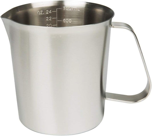 Measuring Cup, Stainless Steel Measuring Cup (24 Ounce/ 0.7 Liter), Milk Frothing Pitcher, Steaming Pitcher, Milk Frothing Cup with Marking with Handle for Espresso Machines, Latte Art