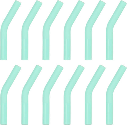 uxcell 12Pcs Silicone Straw Tips, Silicone Straw Elbows Tip, Soft Reusable Metal Straw Covers Fit for 8mm/0.31" OD Stainless Steel Straws, Mint Green