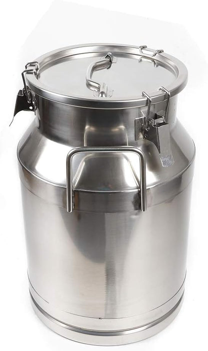 0.04 inch Thickened Stainless Steel Milk Can Large Liquid Container Storage,Stainless Steel Milk Bucket With Sealing Lid and Carry Handle,for Wine, Oil Storage Transport (30L/8 Gal)