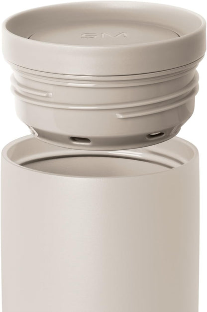 Simple Modern Travel Coffee Mug Tumbler with 360° Lid | Ceramic-Lined Insulated Stainless Steel Cold Brew Iced Coffee Cup Thermos | Gift for Women Men Her Him | Voyager Signature | 16oz | Almond Birch