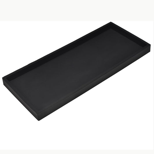 DNC Bathroom Counter Tray, 11.8" Silicone Vanity Tray, Kitchen Sink Soap Tray for Dish Holder Dispenser Countertop Toilet Tank Desk Organizer Black