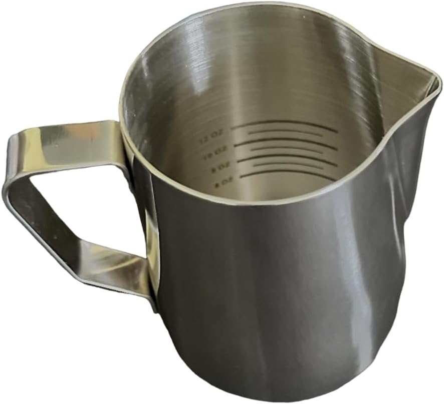 Rattleware 20 Oz Stainless Steel Etched Latte Art Pitcher Frother Cup with Drip-Resistant Spout and Graduated Measurements Jug Perfect for Home, Cafes, Restaurants, Trusted By Baristas Worldwide