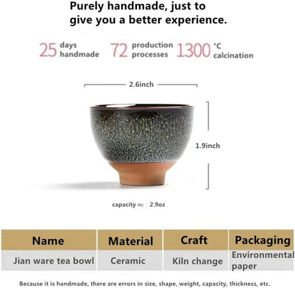 Better-Love 6PCS Handmade Ceramic Espresso/Tea/Sake Cup Gift Set (2.5oz) - 6 Colors, Chinese Pottery Teacups & Japanese Style Cups