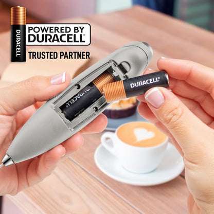 Zulay Kitchen Powerful Milk Frother Wand With 4 AA Duracell Batteries - Ultra Fast Handheld Drink Mixer - Electric Whisk Foam Maker for Coffee, Lattes, Cappuccino, Matcha & Creamer -