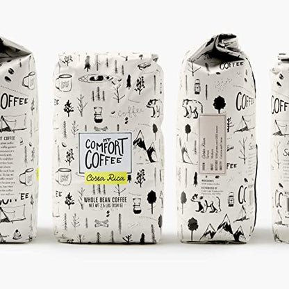 Mt. Comfort Coffee Costa Rica Medium Roast, 2.5lb - Sourced From Local, Costa Rican Coffee Farms - Roasted Whole Bean