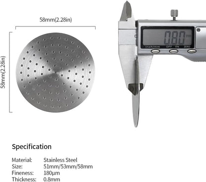 watchget 58 Espresso Puck Screen - 0.8mm Thickness Espresso Screen Double-layer Lower Shower Screen with Magnetic Nail Metal Reusable Filter for 58mm Protafilter Basket Stainless Steel Coffee Filter
