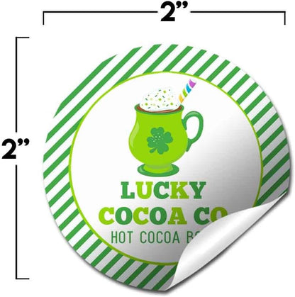 Lucky Cocoa Co. Festive Mug Themed St. Patrick's Day Hot Cocoa Bomb Packaging Sticker Labels, Total of 40 2" Circle Stickers (20 Sets of 2) by AmandaCreation