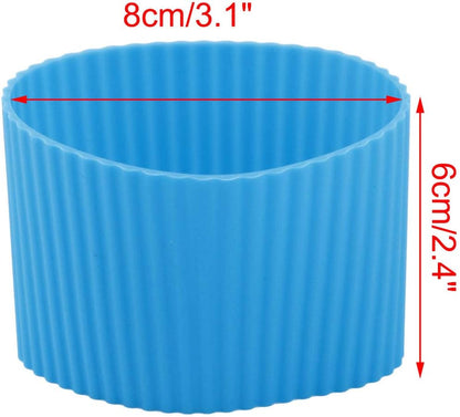 uxcell Silicone Nonslip Glass Bottle Mug Cup Sleeve Protector Cover Blue