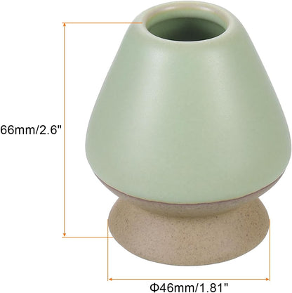 HARFINGTON Ceramic Chasen Stand 66mm Matcha Whisk Holder Teas Set Whisks Stand Traditional Matcha Tea Chasen Holder Tea Set Accessories for Tea Tasting, Gray Green