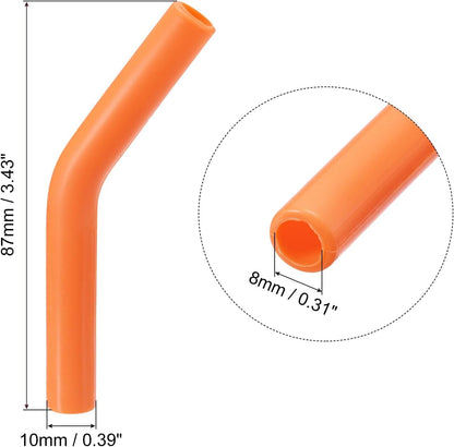 uxcell 12pcs Silicone Straw Tips, Silicone Straw Elbows Tip, Soft Reusable Metal Straw Covers Fit for 8mm/0.31" OD Stainless Steel Straws, Orange
