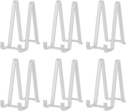 Plate Stands for Display - Plastic Easel Stand Plate Holder Display Stand Picture Frame Stand for Pictures | Photo|Decorative Plate |Dish | Tabletop Art - 6 inch-Clear