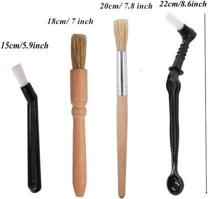 DXary 8 Pieces Coffee Brush Set Professional Espresso Brush Kit Include Wooden Coffee Grinder Machine Cleaning Brush and Nylon Espresso Brush for Coffee Machine Group Head (8)
