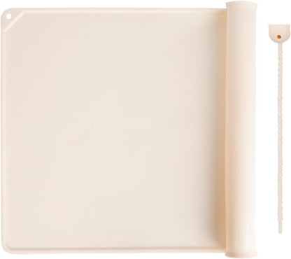 Silicone Baking Mat - Extra Thick Non-Stick Pastry Mat with Measurement Markings, 21"x15" Non-Slip Silicone Pad with Raised Edges（Apricot）