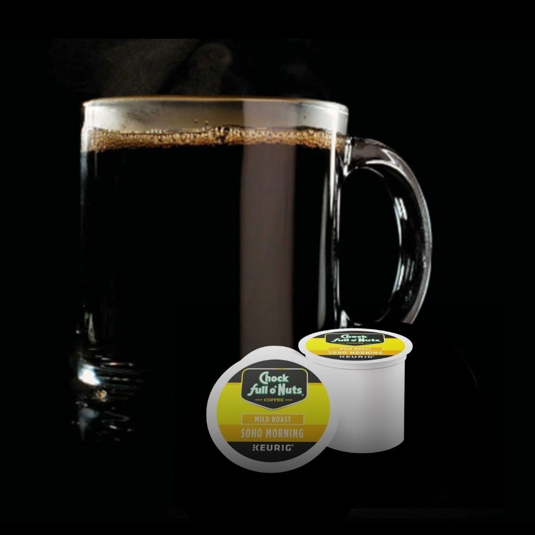Chock Full o'Nuts Soho Morning Coffee, Mild Roast, Compatible with K-Cup Pods, 12 CT (Pack of 6)