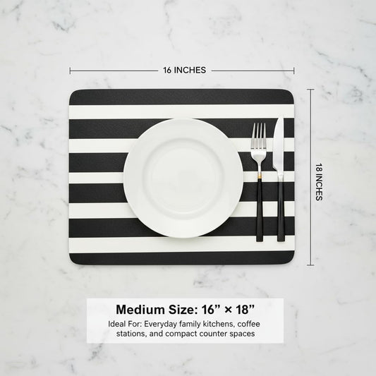 Dish Drying Mat Super Absorbent – 16" x 18" Coffee Mat for Countertops – Non-Slip Drying Mat for Kitchen Counter – Easy to Clean Water Absorbent Mat – Large Dish Drying Mats (Zebra)