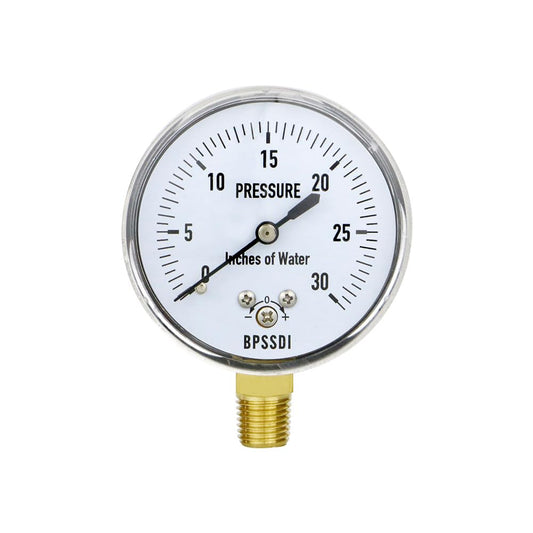 0-30 Inches of Water Column Gauge, Low Pressure Gauge, Capsule Gauge with 304 Stainless Steel Case, 2.5" Dial Size, 1/4" NPT Lower Mount, Zero Adjustment, for Air Water Gas Pressure Test