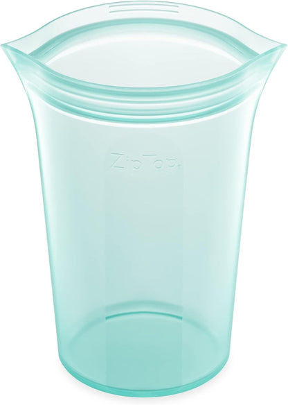 Zip Top Reusable Food Storage Bags | Large Cup [Teal] | Silicone Meal Prep Container | Microwave, Dishwasher and Freezer Safe | Made in the USA