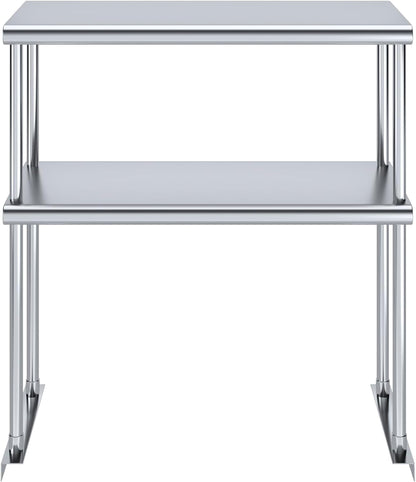 NSF Certified 18 Gauge Heavy Duty Stainless Steel Double overshelf with Brackets for Kitchens, Utility Rooms, Storage, Offices & Home